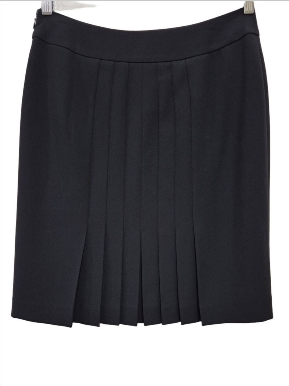 Ann Taylor Reversible 2-Way Wear Pleated Black Career Skirt Size 6 Side Zip